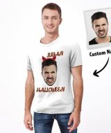 SHEMEDIY™ Face T Shirt Photo Name T Shirt With Devil Horns Halloween Gifts Men S White - SHEMEDIY